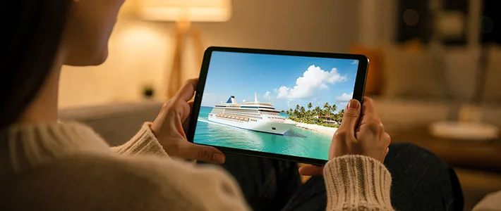 Persona consultando opciones para un crucero